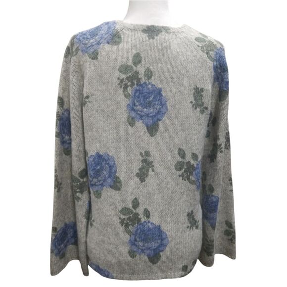 Lucky Brand Sweater Blue Rose Cotton Wool Blend Pullover Size Small - Picture 3 of 6